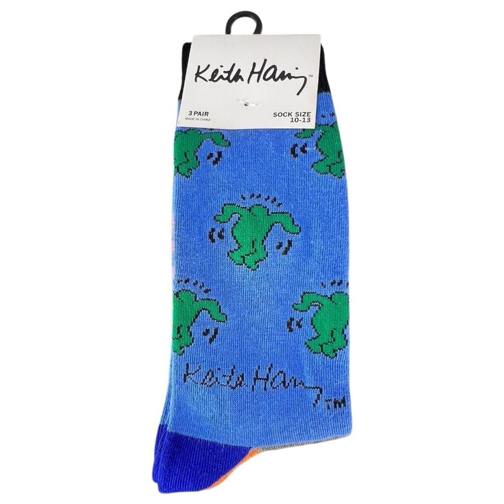 New Keith Haring 3 Pack Crew Socks Size 10-13 Mens Dancers Radiant Baby Stripe - Picture 3 of 9